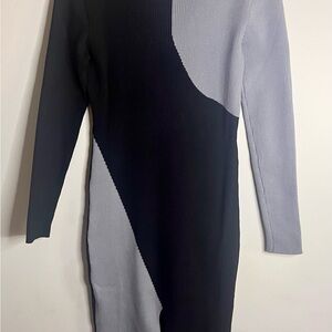Gray/Black Color Block Split Sweater Dress XL-12